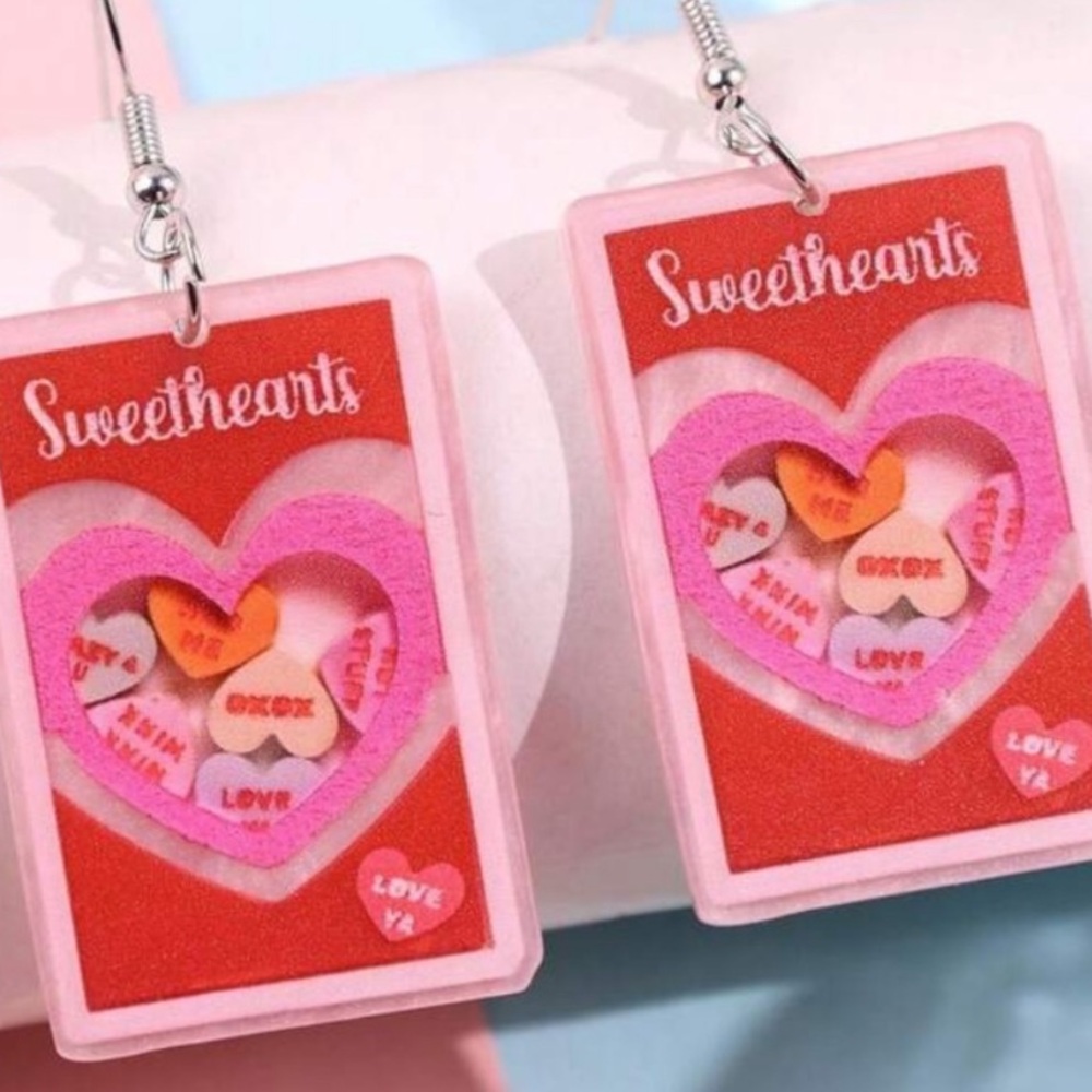 Conversation Hearts Dangle Earrings